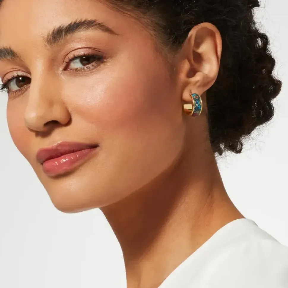 William Morris Blackthorn Enamel Hoop Earrings