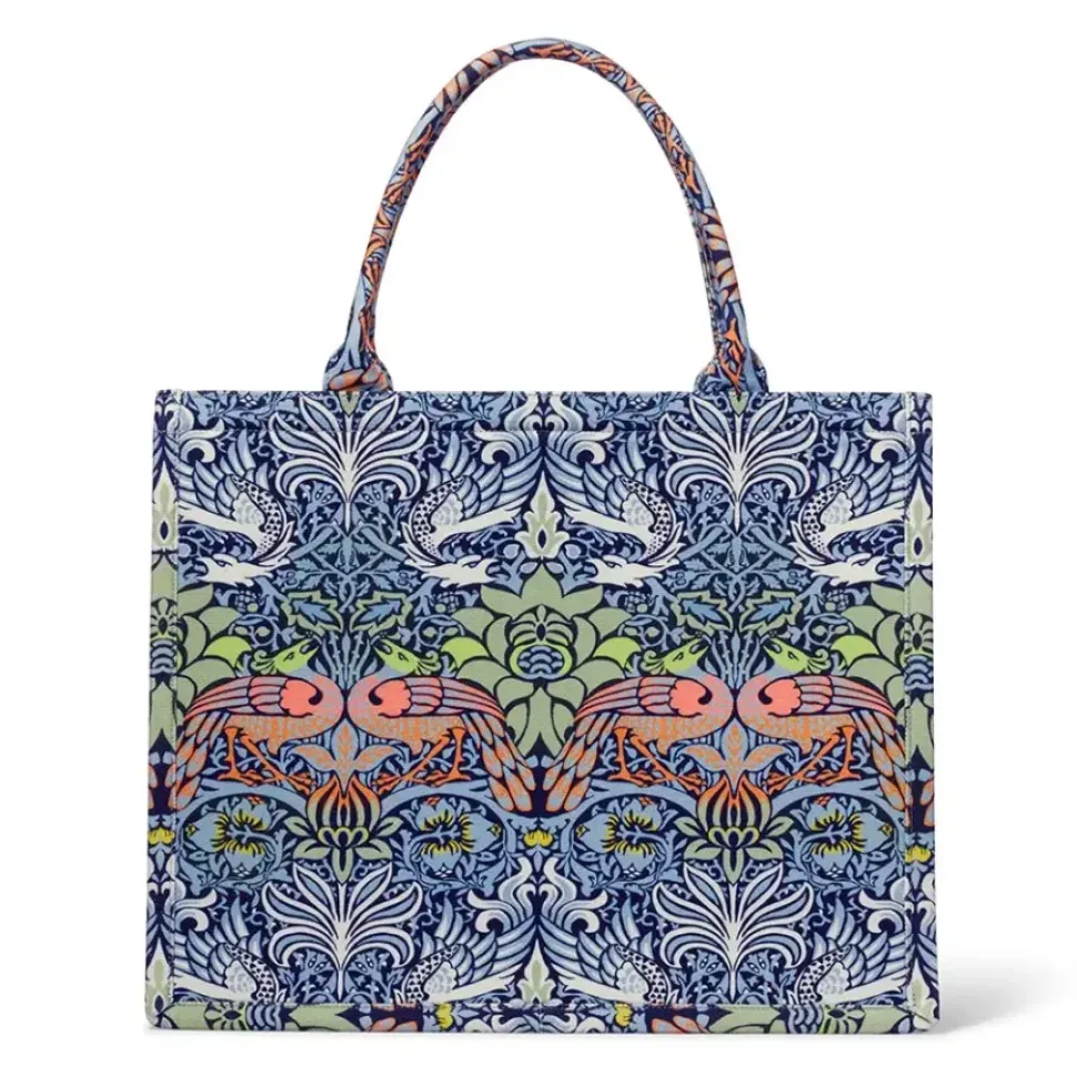 William Morris Peacock And Dragon Oversize Structured Tote