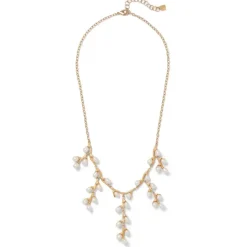 Willow Catkins Pearl Bib Necklace And Drop Earrings Set