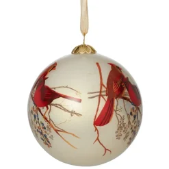 Winter Birds Hand-Painted Glass Ornament Set