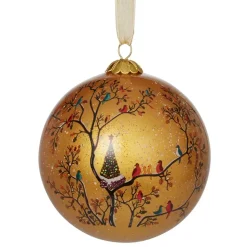 Winter Birds Hand-Painted Glass Ornament Set