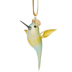 Yellow Hummingbird Glass Ornament